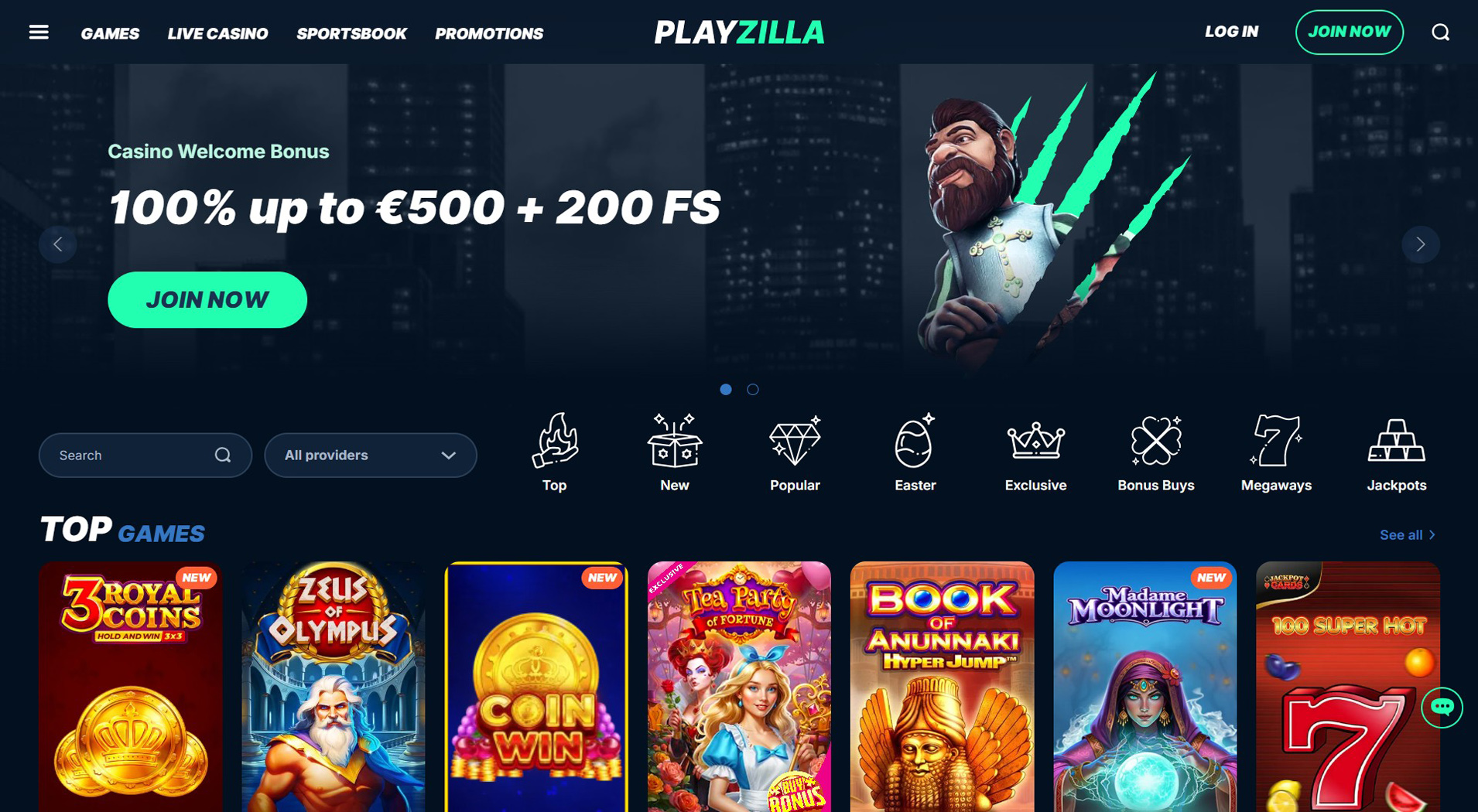 9. Playzilla Casino- Könnyű online kaszinó beállítása