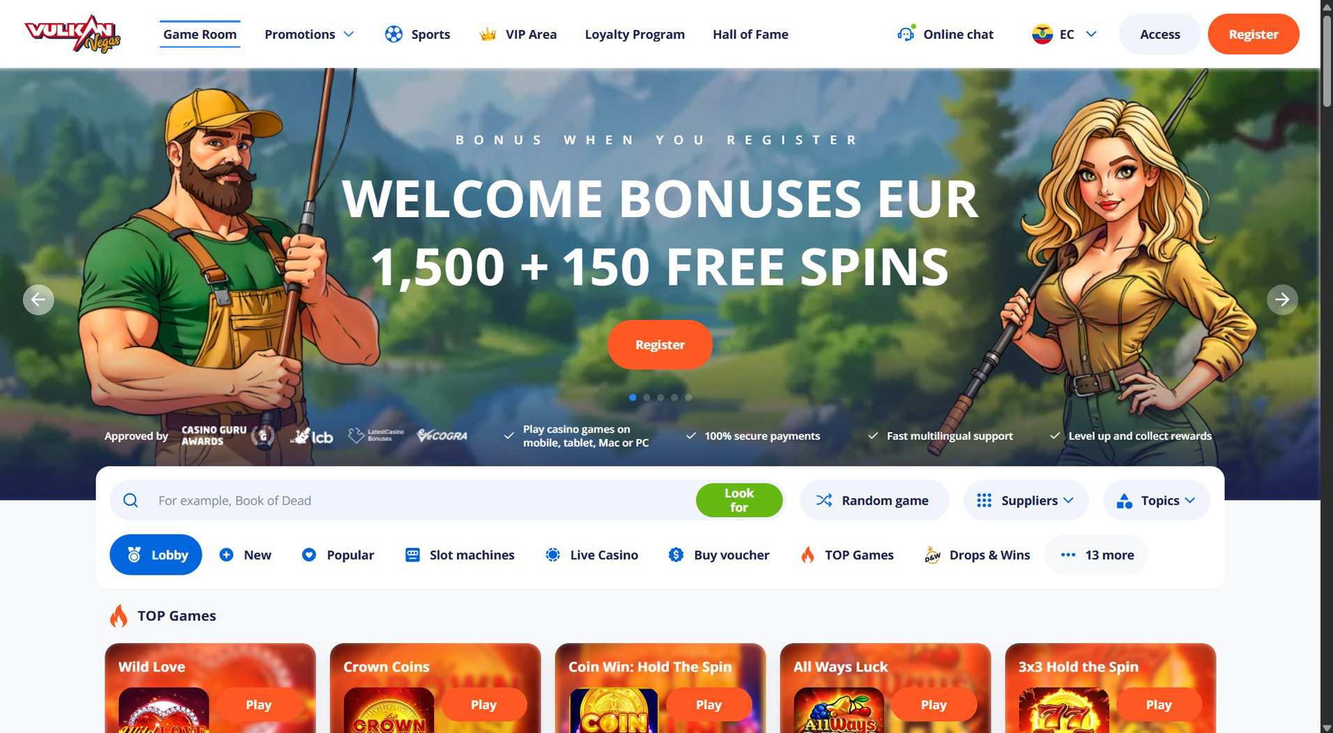 6. Vulkan Vegas- Gyors online kaszinó kifizetések